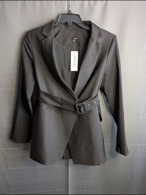 Michele Black Belted Women's Blazer Jacket
